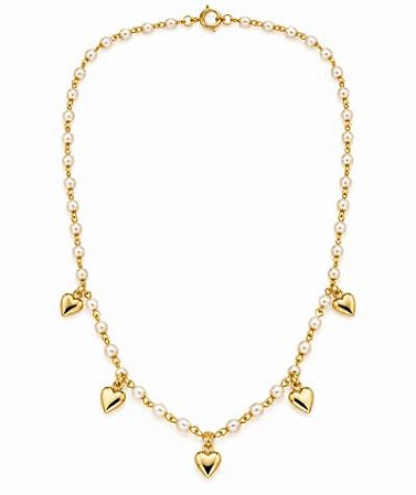 Colar Infantil Pérolas Dourado