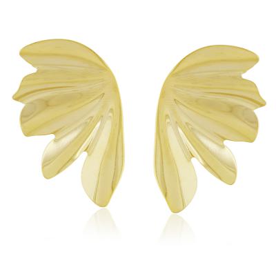 Brinco Leque Folha Dourado