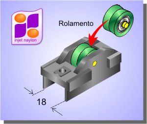 ROLDANA LINHA 30 C/ ROLAMENTO P/ JANELA
