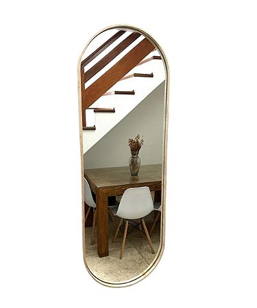 Espelho Oval Elíptico 150x50 moldura madeira