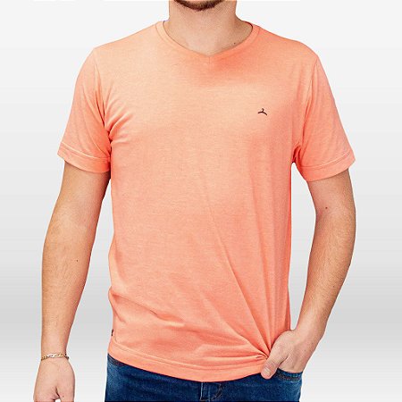 Camiseta Masculina Manga Curta Cor Mescla laranja