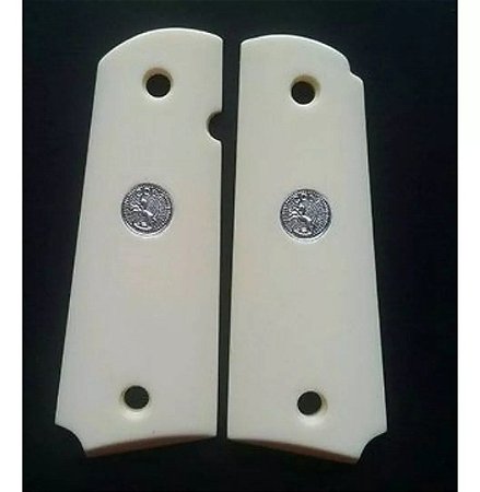 Cabo Talas Colt 1911 Std. (S) Tailandesas Branca Com Logo Prata