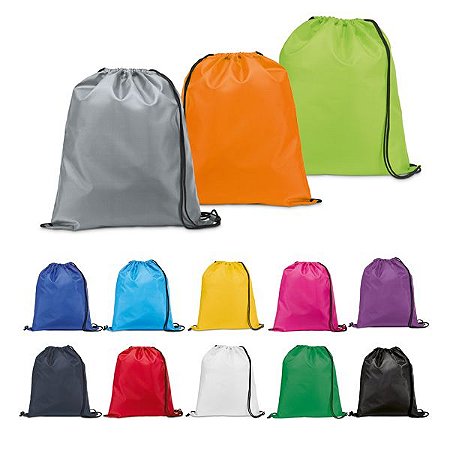 Sacochila de Nylon em diversas cores (mínimo 100 pçs)