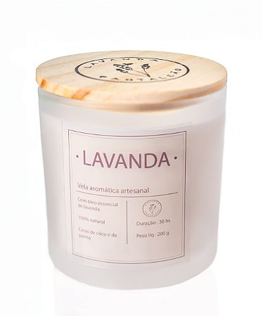 Vela aromática com óleo essencial de lavanda - vidro transparente fosco