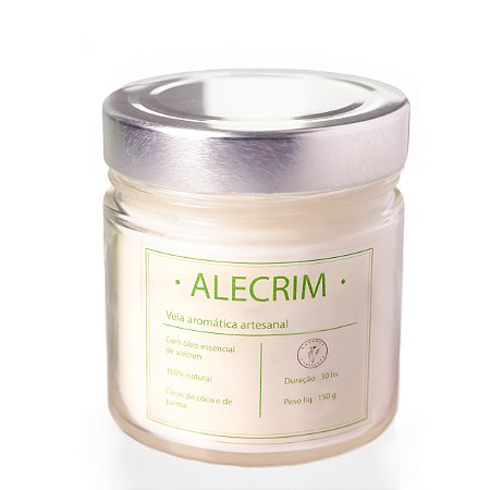 Vela aromática com óleo essencial de alecrim - vidro tampa cromo