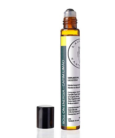 Roll-on energia 10ml - Com óleo essencial de lemongrass e tea tree