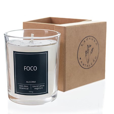 Vela aromática com óleo essencial de alecrim - Foco