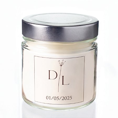 Vela aromática com óleo essencial cromo - Brinde casamento ou festas personalizado