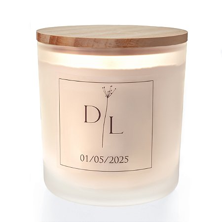 Vela aromática com óleo essencial fosco - Brinde casamento ou festas personalizado