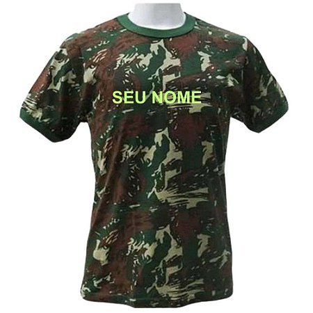 Camiseta Camuflada EB 100% Algodão com Nome Bordado