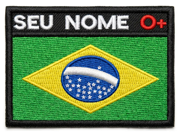 Patch Bandeira Brasil Ou Seu Estado + Nome E Sangue 7 x 5