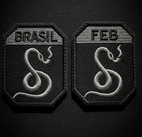 Kit 2 Patch FEB + Brasil 7,0 x 8,5 Preto e Cromo