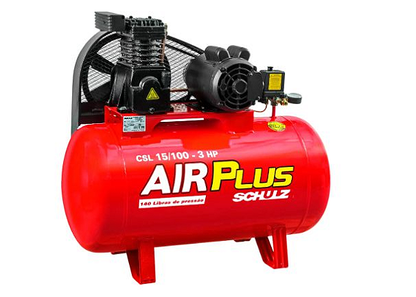 Compressor Air Plus 3HP 15 Pés 100L 140PSI 110/220V Monofásico - SCHULZ