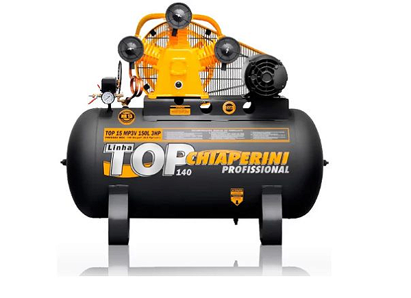 Compressor de Ar de Média Pressão Linha Top 15 pés/150L - Motor Trifásico 3HP
