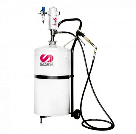 Propulsora Pneumática Gigante para Graxa com Carrinho e Reservatório de 50 Kg 1200GPM