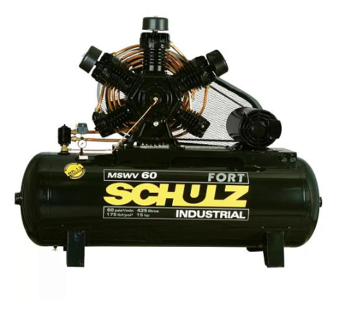 Compressor de Ar 60 Pés 425 Litros com Motor Aberto Trifásico 220/380V - SCHULZ