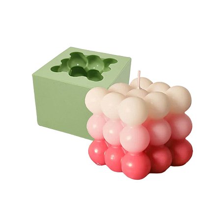 Molde de Silicone para Velas e Sabonetes Artesanais Cubo Bolinhas Grande