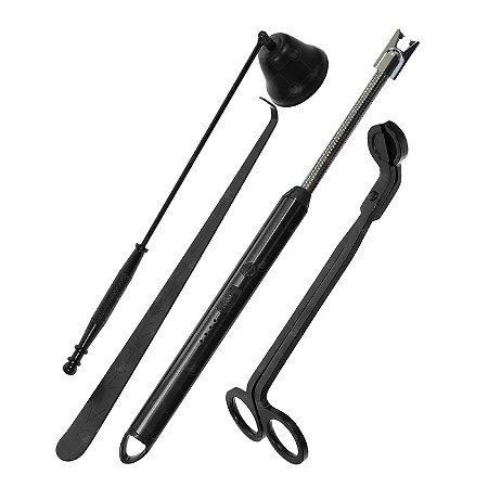 Conjunto de Acessórios para Velas Premium Cortador Abafador Centralizador e Acendedor Elétrico 4 Cores