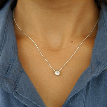 Colar ponto de luz 8mm em Prata 925