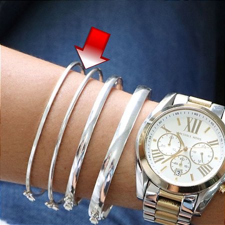 Pulseira bracelete liso em Prata 925