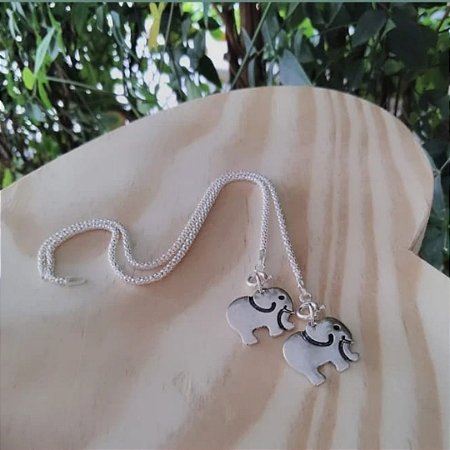 Pulseira pipoca com pingente elefante em Prata 925