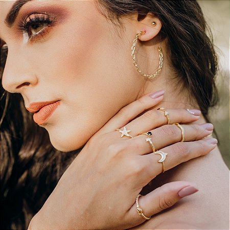 Anel lua indiana banhado a ouro 18k