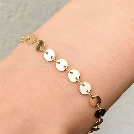 Pulseira infantil chapinha banhada a ouro 18k