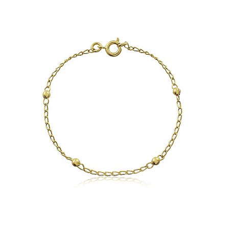 Pulseira infantil de bolinhas  banhada a ouro 18k