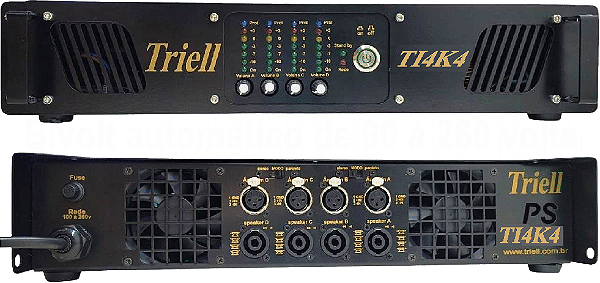 Potencia amplificador de audio Triell  TI4k4 4 canais de 1000w- 4.000 watts - 2 ohms – bivolt automático