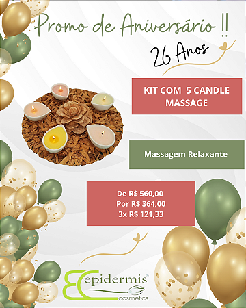 Kit Promoção 5 Candle Massage com 35% de desconto.