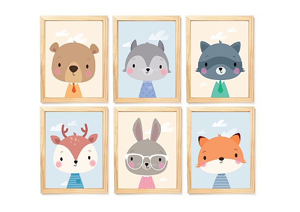 kit quadro safari infantil decoração quarto bebê