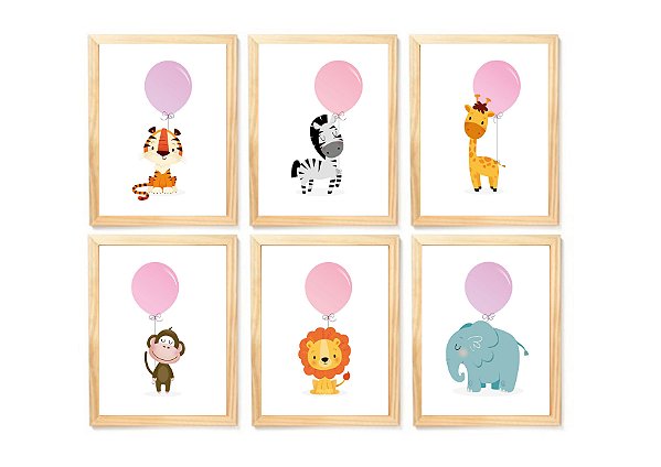 kit quadro safari infantil decoração quarto bebê