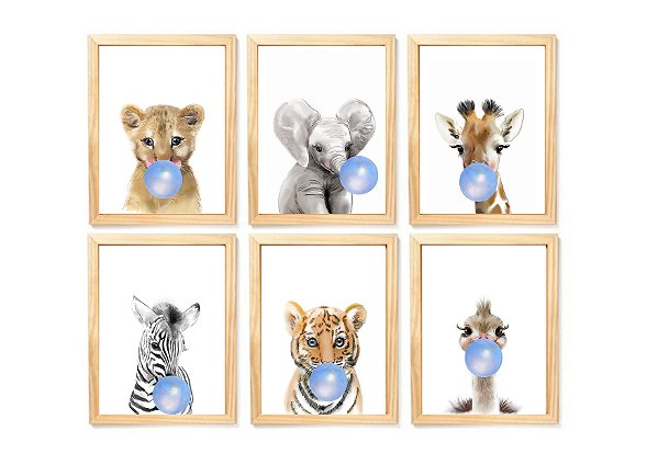 kit quadro safari infantil decoração quarto bebê