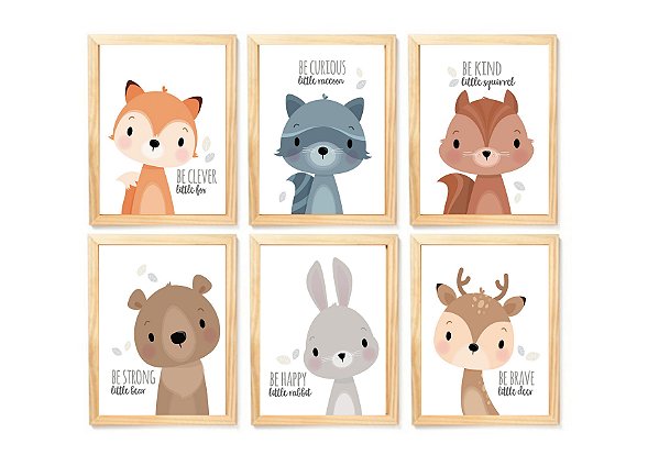 kit quadro infantil safari decoração enxoval quarto criança bebê