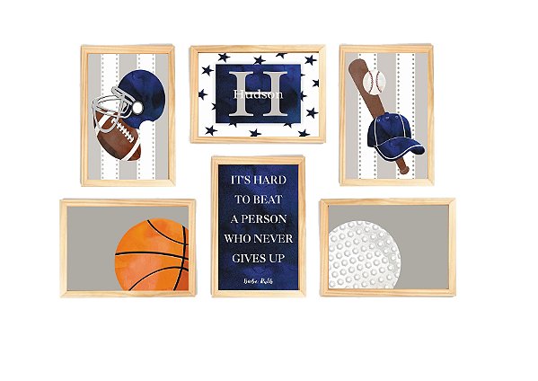 kit quadro infantil esporte decorativo quarto criança bebê