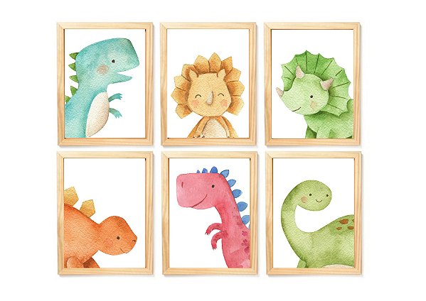 Kit quadro dinossauro infantil decorativo quarto criança enxoval bebê