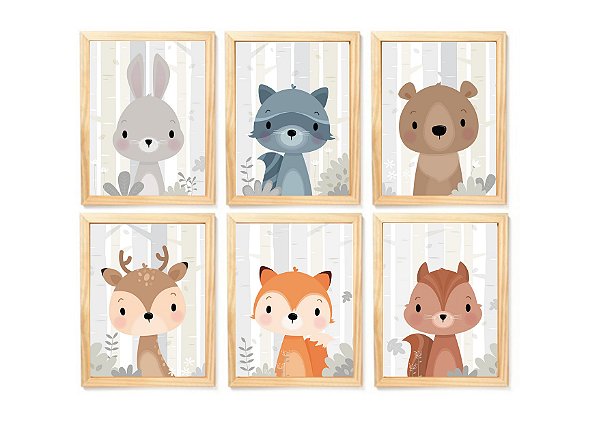 Kit quadro safari infantil decorativo quarto criança enxoval bebê