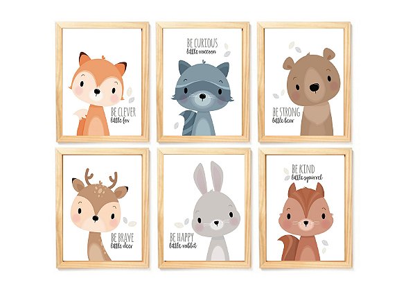 Kit quadro safari infantil decorativo quarto criança enxoval bebê