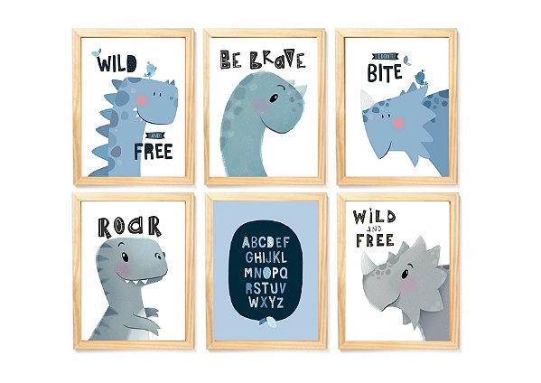 Kit quadro dinossauro bebê infantil decorativo quarto criança enxoval bebê