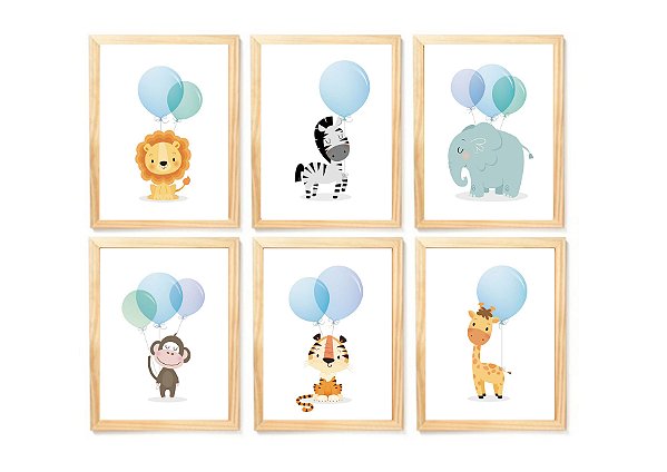 Kit quadro safari infantil decorativo quarto criança enxoval bebê