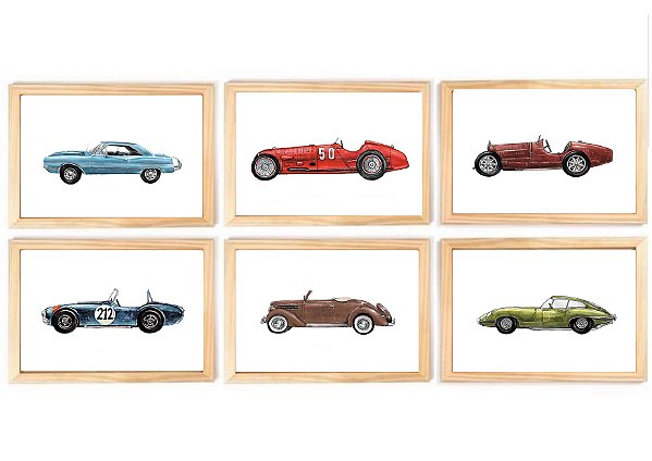 Kit quadro infantil decoração carros antigos transporte infantil decorativo quarto criança bebê menino