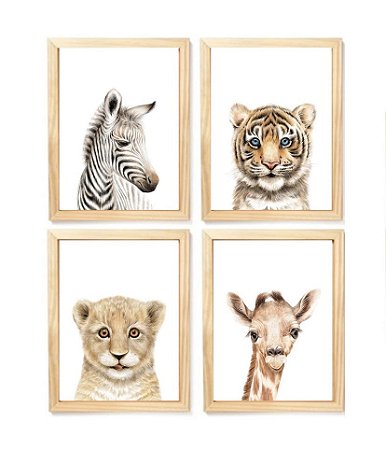 Kit quadro infantil decorativo safari real quarto criança  bebê enxoval