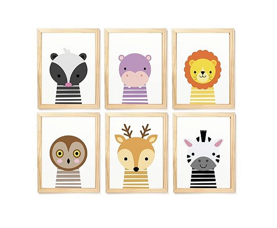 Kit quadro decorativo infantil safari  quarto criança bebê enxoval