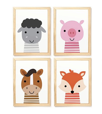 Kit quadro safari decorativo infantil quarto criança bebê enxoval