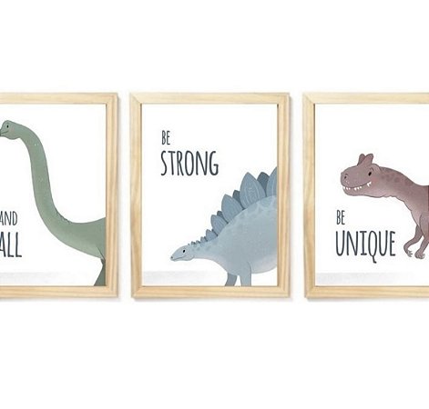 Kit quadro infantil A3 dinossauro decorativo enxoval quarto criança