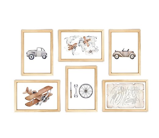Kit quadro mundo viagem decorativo quarto criança enxoval bebê