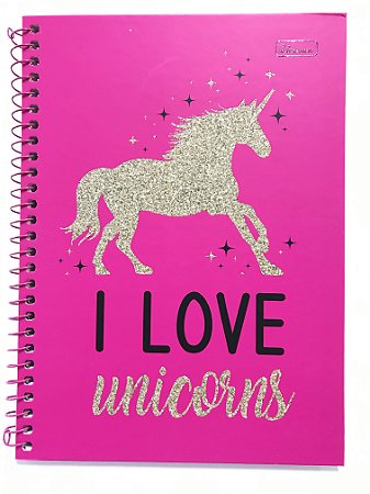 Caderno Universitário I Love Unicorns 10 Mat 200 Fls Cadersil