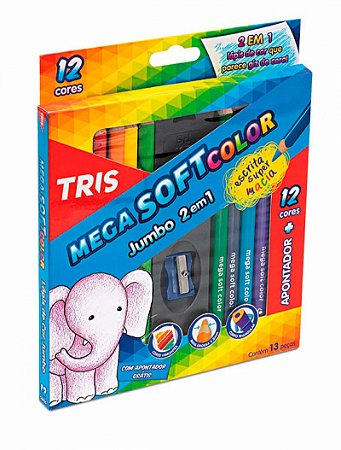 Lápis De Cor TRIS Mega Soft Color Jumbo 2 Em 1