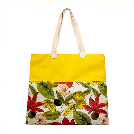 Bolsa Ecobag de Algodão Cru - Flores - Costurando Sonhos Brasil