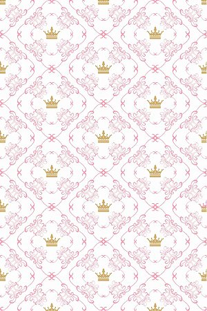 Papel de Parede Baby Realeza Rosa e Dourado